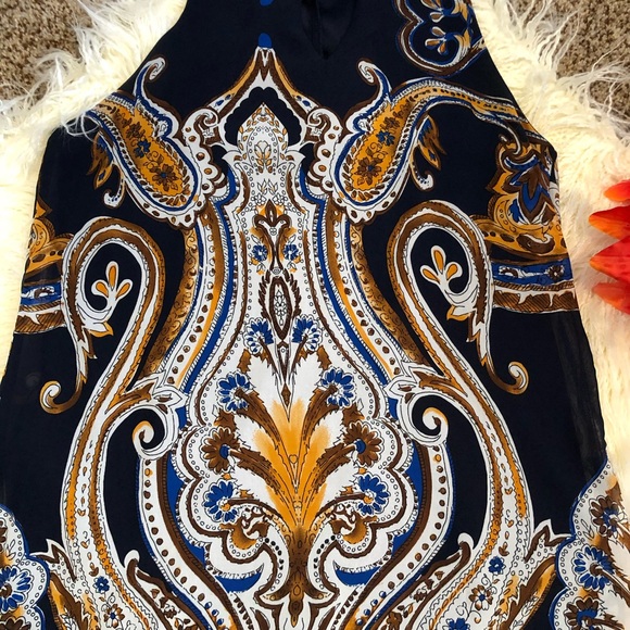 Dark blue print pattern mini dress - Picture 2 of 3